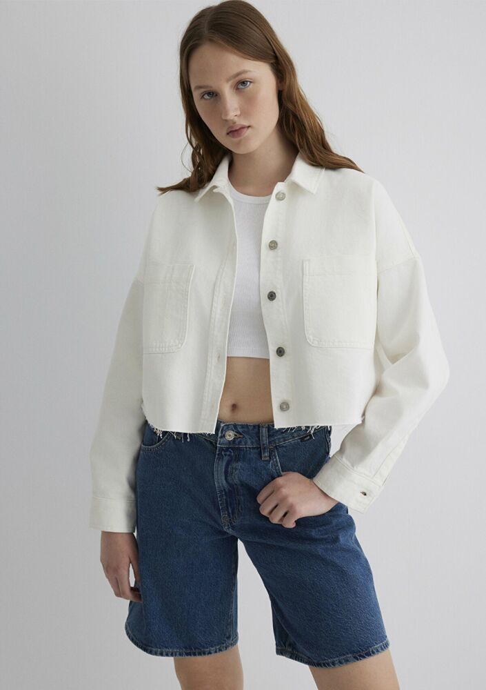 Mavi Vivi White 90's Kadın Jean Gömlek 1210244-86440 - 2