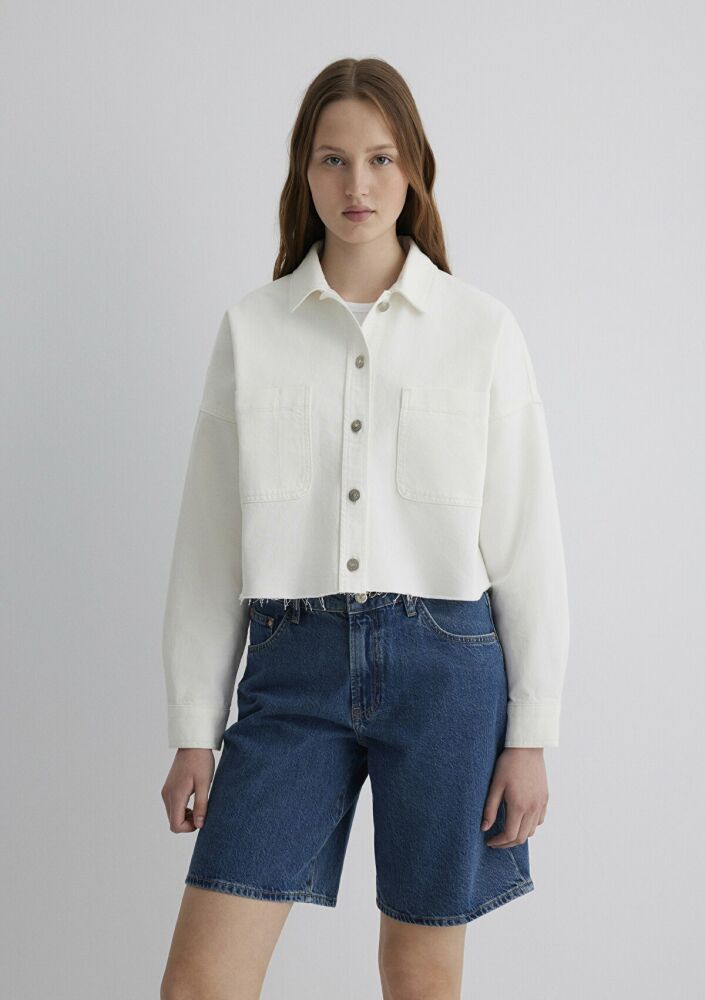 Mavi Vivi White 90's Kadın Jean Gömlek 1210244-86440 - 3