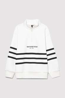 Mavi Yarı Fermuarlı Beyaz Çocuk Sweat 6S10067-70057 - 1
