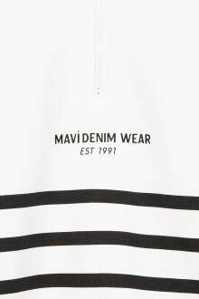 Mavi Yarı Fermuarlı Beyaz Çocuk Sweat 6S10067-70057 - 3