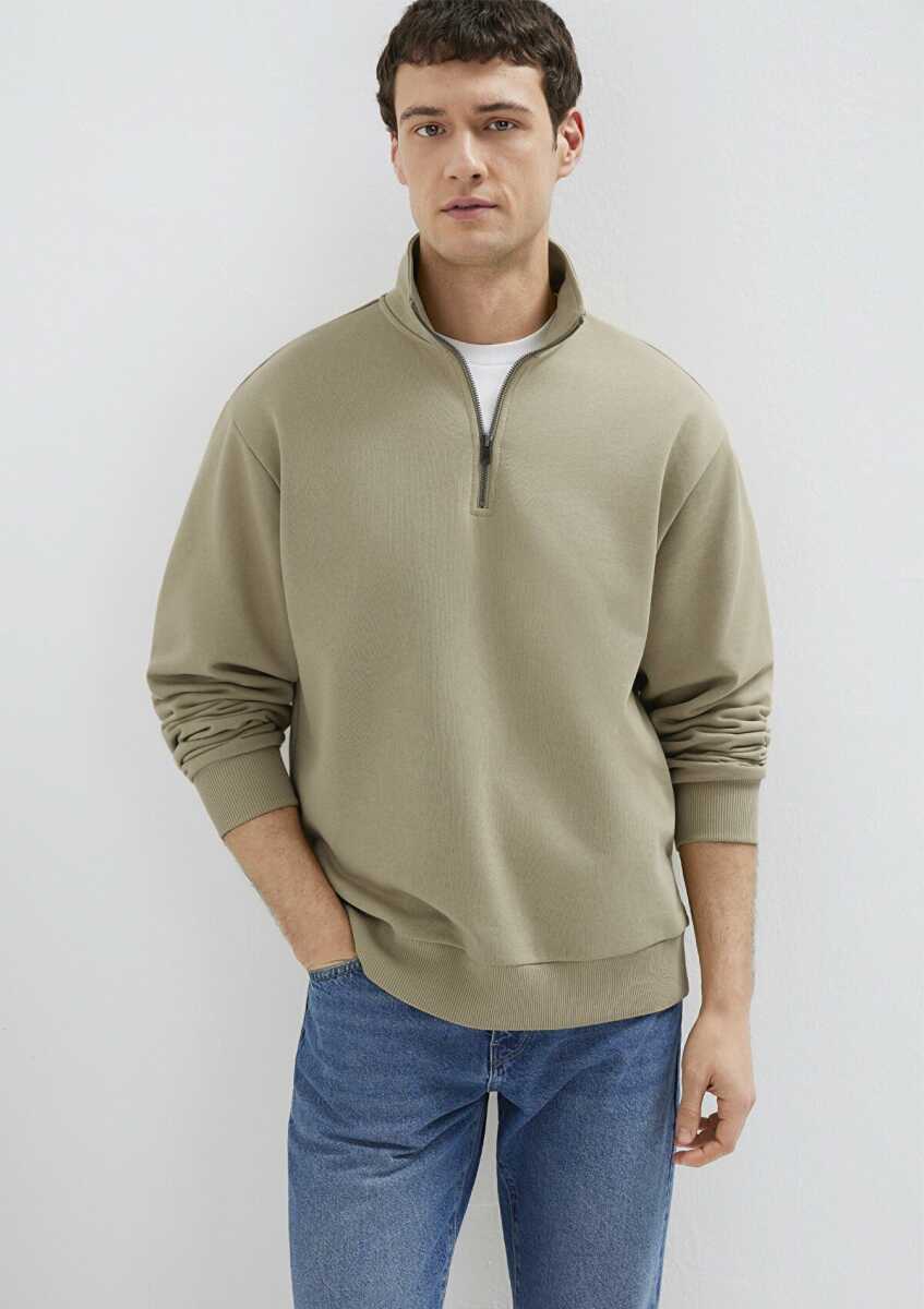 Mavi Yarı Fermuarlı Bordo Basic Loose Fit Erkek Sweatshirt 0S10419-70204