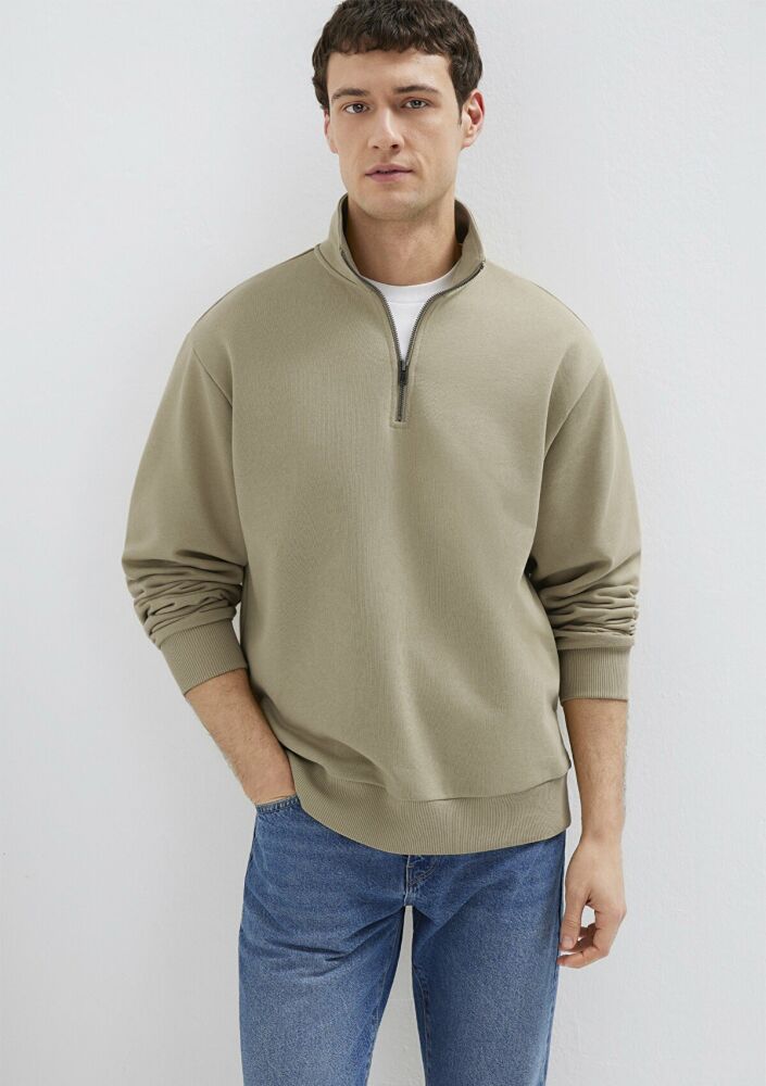 Mavi Yarı Fermuarlı Bordo Basic Loose Fit Erkek Sweatshirt 0S10419-70204