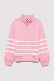 Mavi Yarı Fermuarlı Çizgili Çocuk Sweat 7S10065-71027 - 1