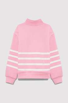 Mavi Yarı Fermuarlı Çizgili Çocuk Sweat 7S10065-71027 - 2