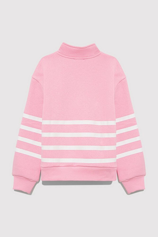 Mavi Yarı Fermuarlı Çizgili Çocuk Sweat 7S10065-71027 - 2