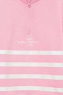 Mavi Yarı Fermuarlı Çizgili Çocuk Sweat 7S10065-71027 - 3