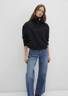 Mavi Yarı Fermuarlı Dik Yaka Siyah Kadın  Sweat 1S10434-900 - 3