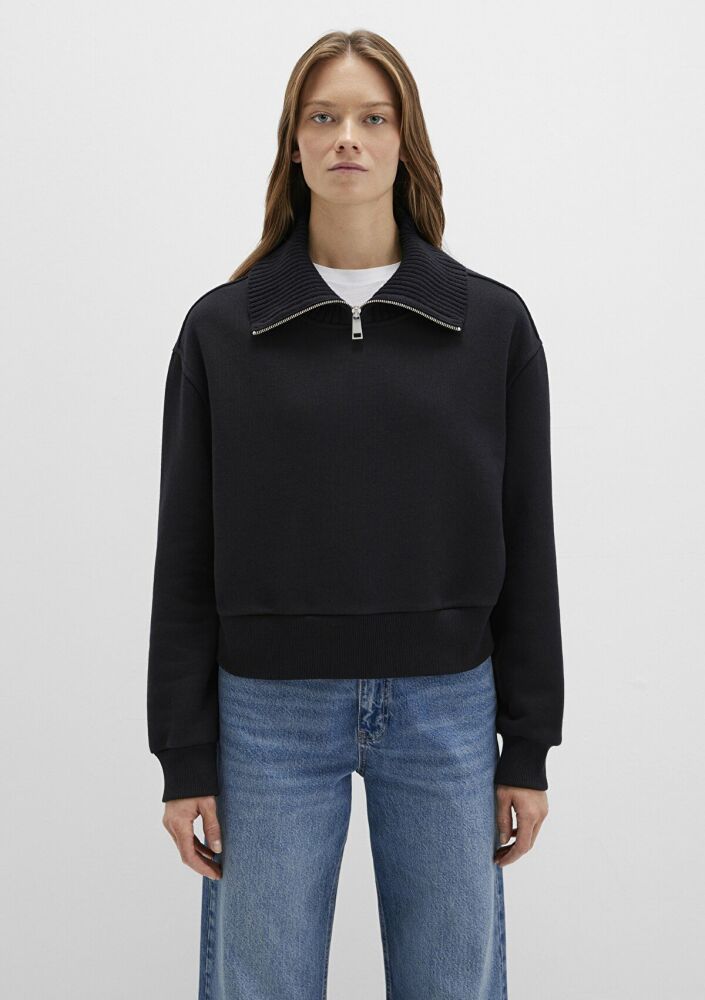 Mavi Yarı Fermuarlı Dik Yaka Siyah Kadın  Sweat 1S10434-900 - 4
