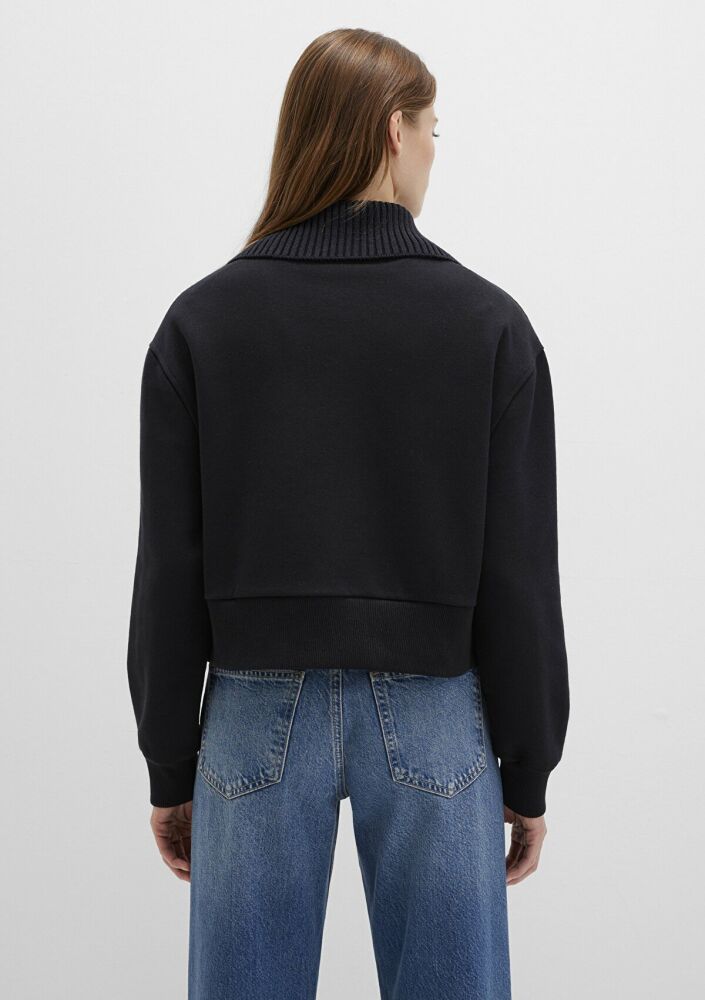 Mavi Yarı Fermuarlı Dik Yaka Siyah Kadın  Sweat 1S10434-900 - 5