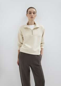 Mavi Yarı Fermuarlı Ekru Loose Fit Kadın  Sweatshirt 1S10488-70005 - 3