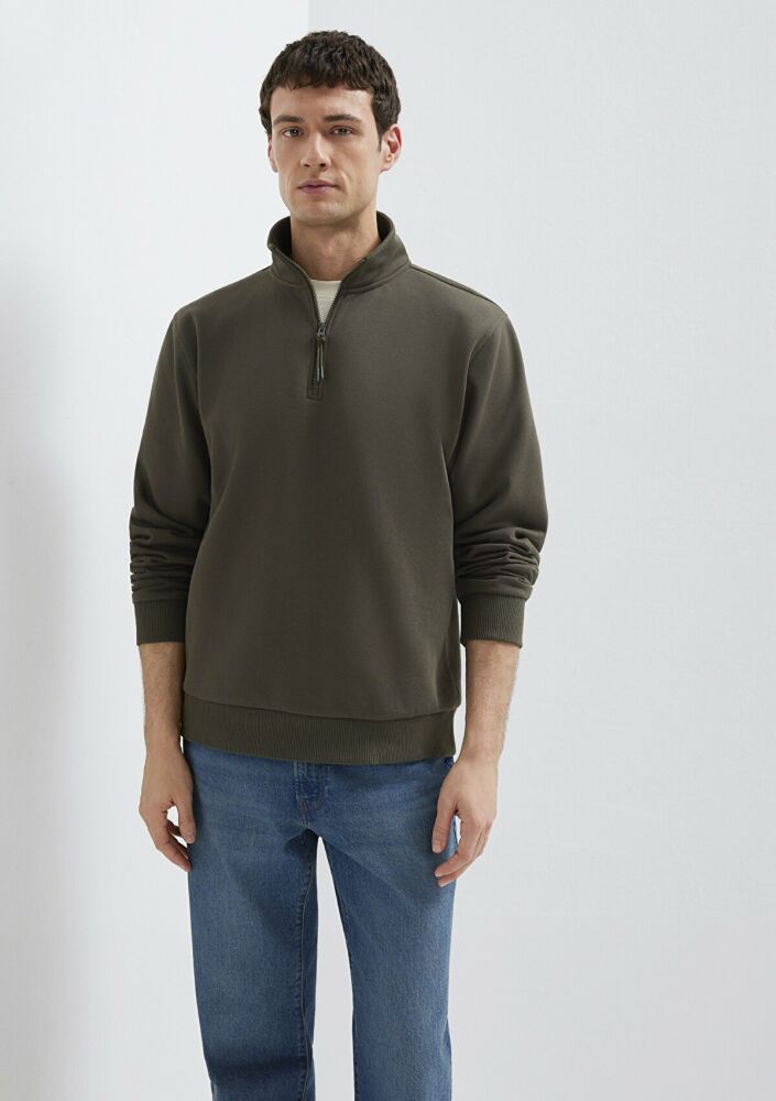 Mavi Yarı Fermuarlı Haki Basic Erkek Sweatshirt 0S10278-71553 (1)