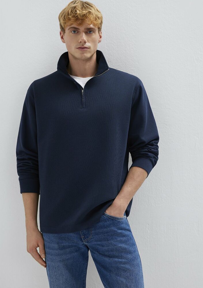 Mavi Yarı Fermuarlı Lacivert Loose Fit Erkek Sweat 0S10537-86623