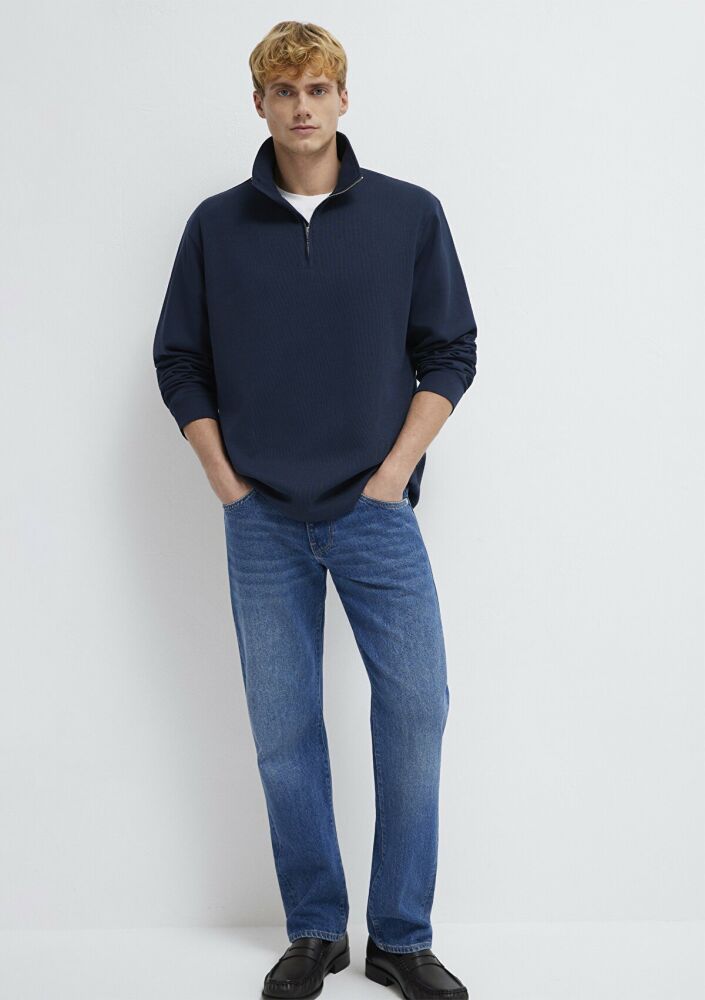 Mavi Yarı Fermuarlı Lacivert Loose Fit Erkek Sweat 0S10537-86623 (1)