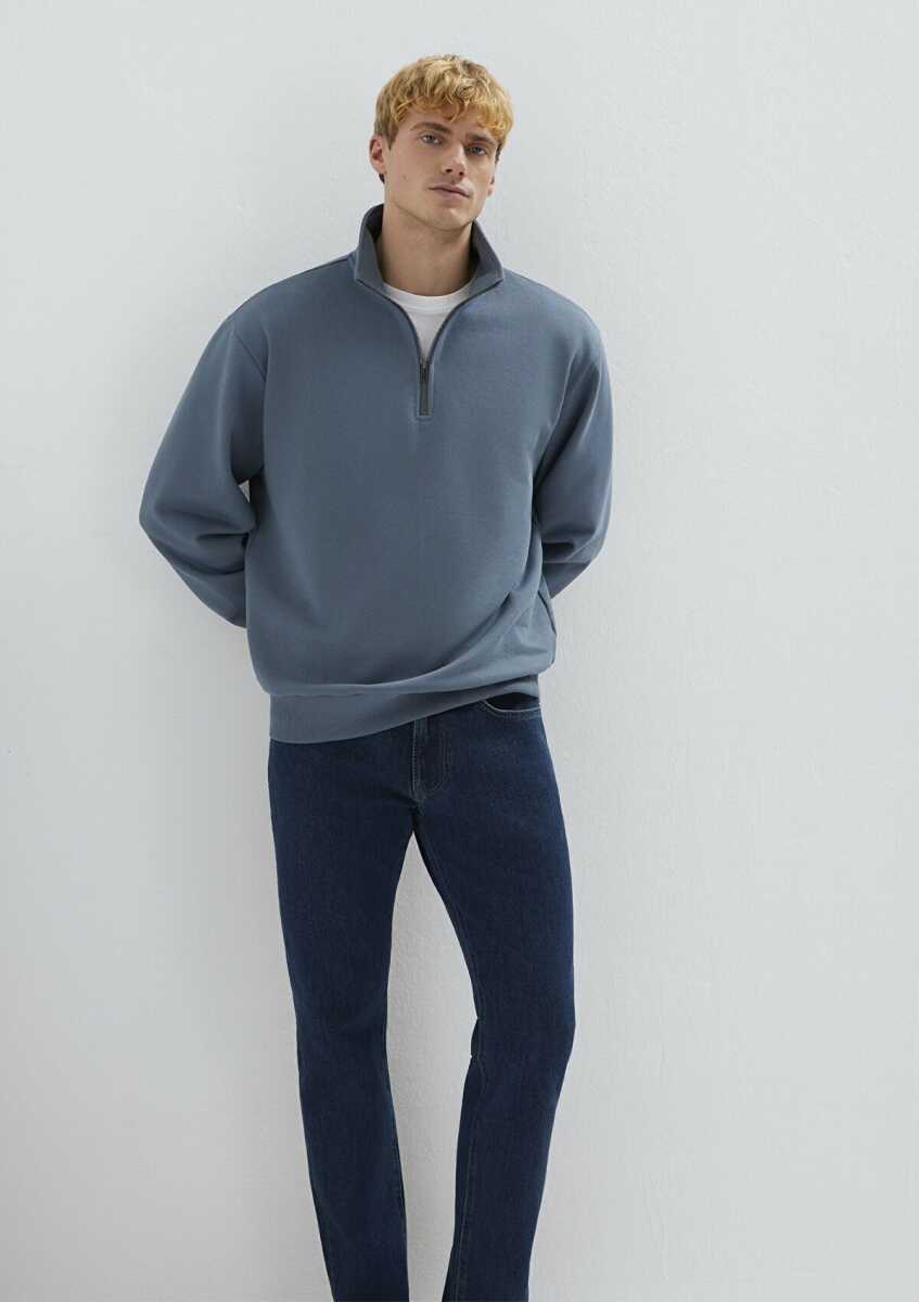 Mavi Yarı Fermuarlı Mavi Basic Erkek Sweat 0S10419-80889