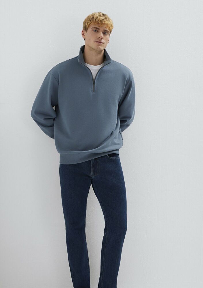 Mavi Yarı Fermuarlı Mavi Basic Erkek Sweat 0S10419-80889
