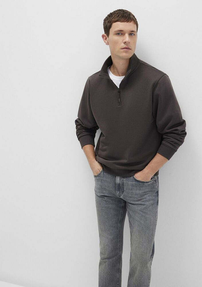 Mavi Yarı Fermuarlı Siyah Loose Fit Basic Erkek Sweat 0S10278-70219 (1)
