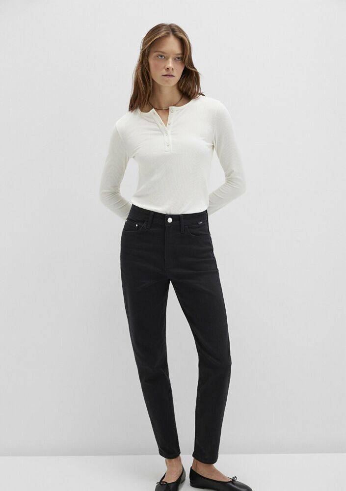 Mavi Yarım Düğmeli Basic Kadın Sweat 1613621-80194 (1)