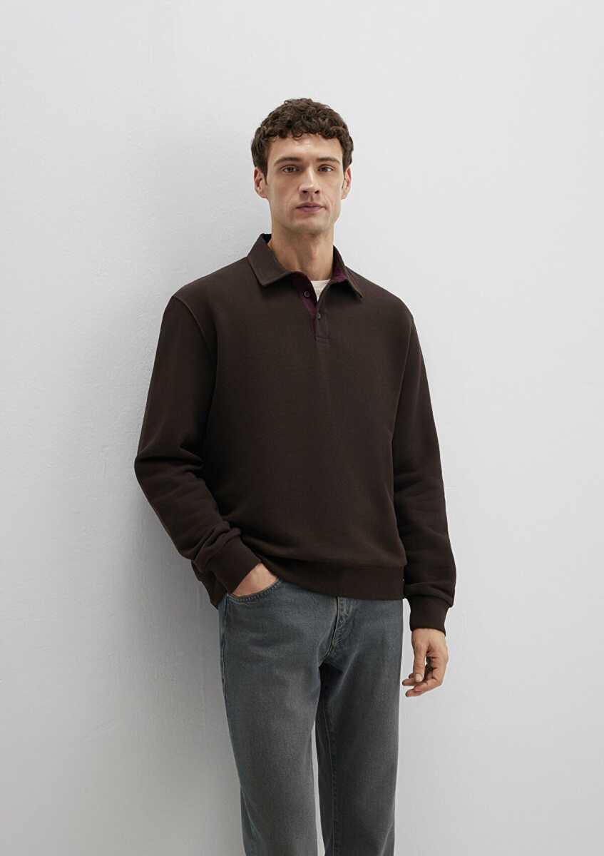 Mavi Yarım Düğmeli Polo Yaka Loose Fit Erkek Sweat 0S10474-89103