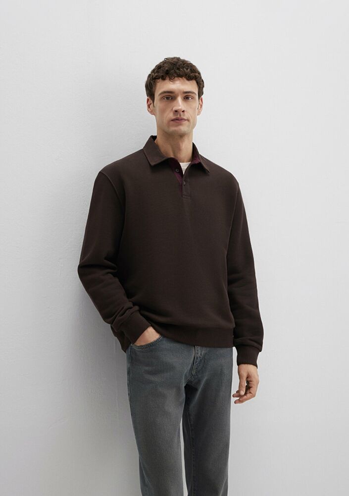 Mavi Yarım Düğmeli Polo Yaka Loose Fit Erkek Sweat 0S10474-89103