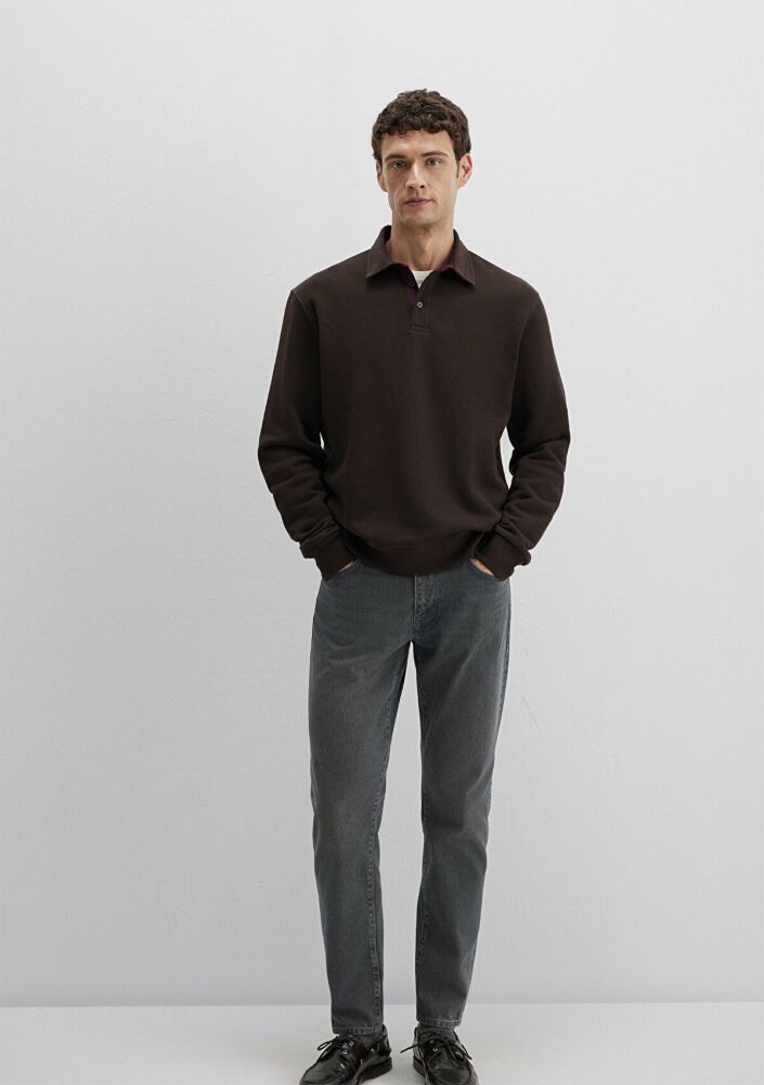 Mavi Yarım Düğmeli Polo Yaka Loose Fit Erkek Sweat 0S10474-89103 (1)