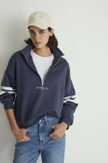 Mavi Yarım Femuarlı İndigo Mavi Kadın Sweat 1S10171-70487 - Mavi (1)