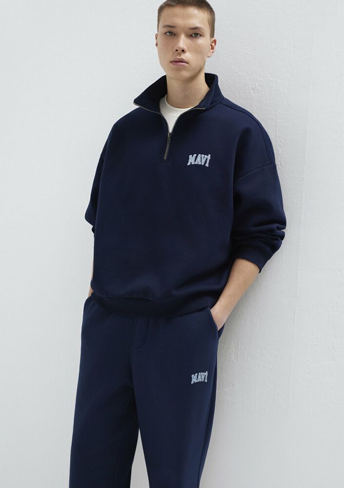 Mavi Yarım Fermuarlı Derin Lacivert Erkek Sweat 0S10208-70497