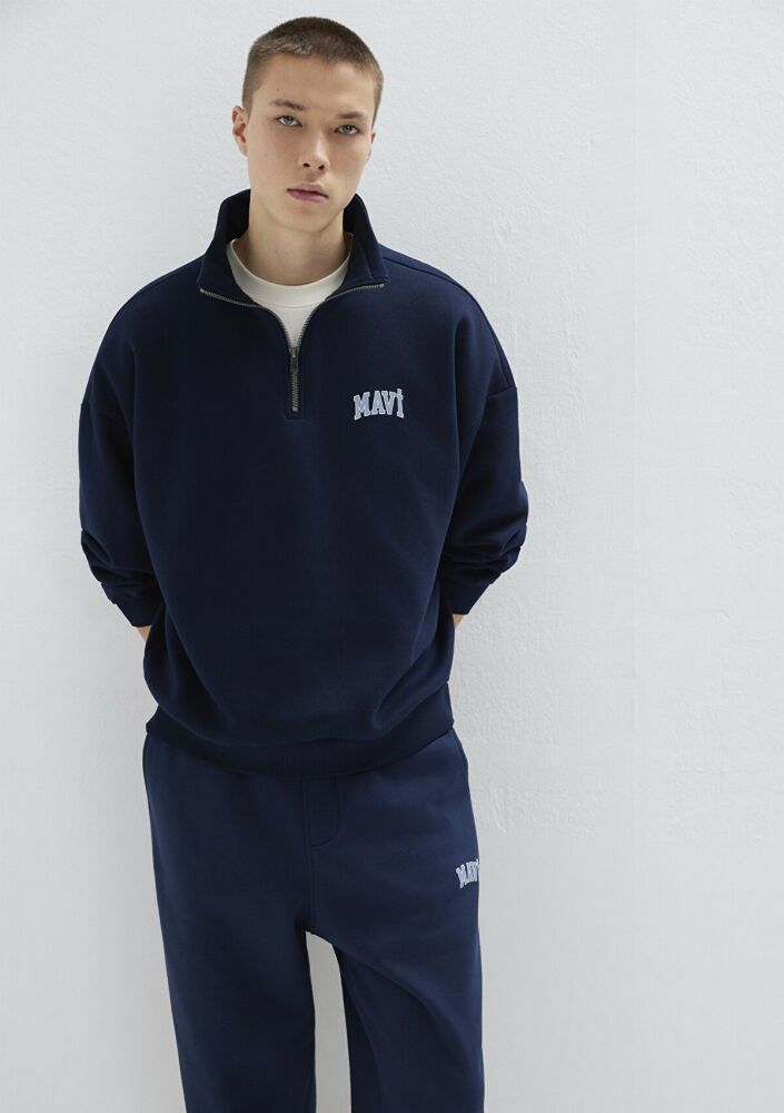 Mavi Yarım Fermuarlı Derin Lacivert Erkek Sweat 0S10208-70497 (1)