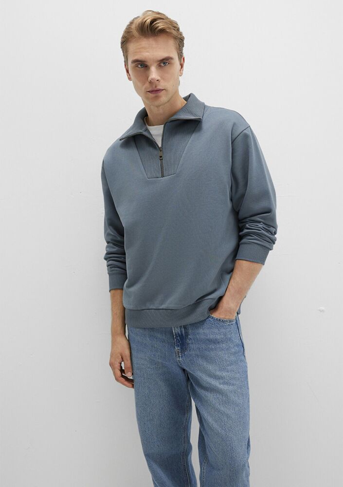 Mavi Yarım Fermuarlı Gri Çocuk Sweat 0S10368-80889 (1)