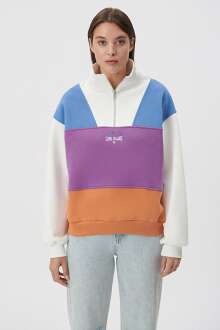 Mavi Yarım Fermuarlı Kadın Sweat 1S10011-85908 - 3