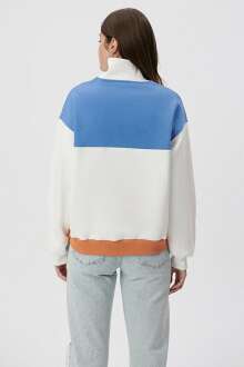 Mavi Yarım Fermuarlı Kadın Sweat 1S10011-85908 - 4