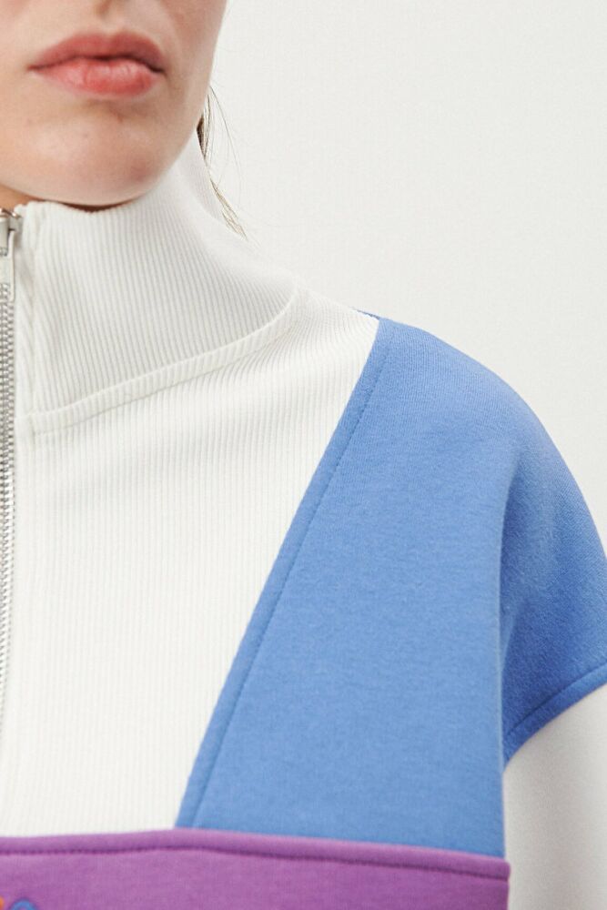 Mavi Yarım Fermuarlı Kadın Sweat 1S10011-85908 - 5