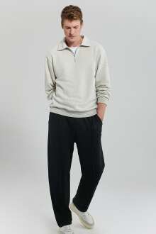 Mavi Yarım Fermuarlı Kar Melanj Erkek Sweat 0S10093-82498 - Mavi (1)