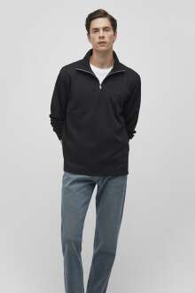 Mavi Yarım Fermuarlı Siyah Erkek Sweat 0S10252-900 - Mavi (1)