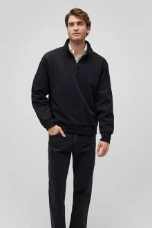 Mavi Yarım Fermuarlı Siyah Erkek Sweat 0S10278-900 - Mavi (1)