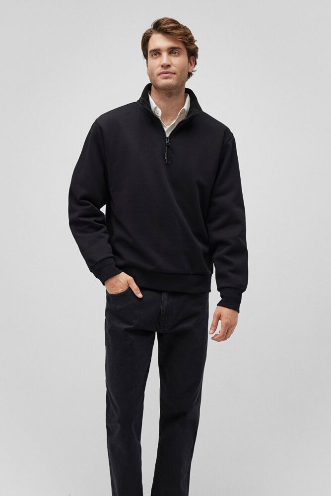 Mavi Yarım Fermuarlı Siyah Erkek Sweat 0S10278-900 (1)