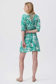 Mavi Yeşil Çiçek Baskılı Kadın Elbise 1310350-85374 - Mavi (1)