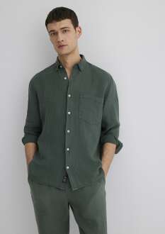 Mavi Yeşil Regular Fit Erkek Keten Gömlek 0211472-71598 - 1