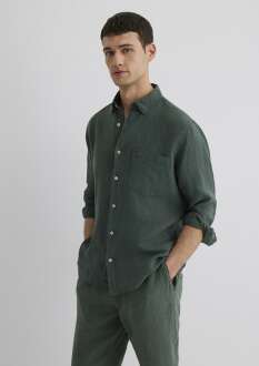 Mavi Yeşil Regular Fit Erkek Keten Gömlek 0211472-71598 - 2