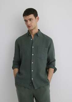Mavi Yeşil Regular Fit Erkek Keten Gömlek 0211472-71598 - 3