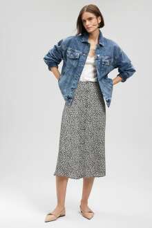 Mavi Yırtmaç Detaylı Kadın Etek 1310358-86649 - Mavi (1)