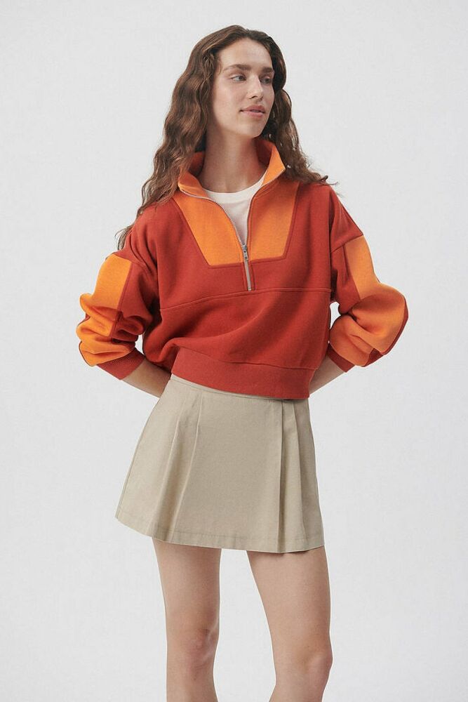 Mavi Yüksek Yaka Fermuarlı Orange Kadın Sweat 1611884-85618 - 1