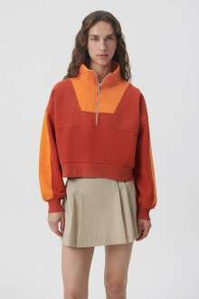 Mavi Yüksek Yaka Fermuarlı Orange Kadın Sweat 1611884-85618 - 4