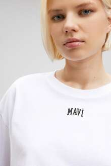 Mavi Yuvarlak Yaka Beyaz Kadın Tişört 1611585-620 - 5