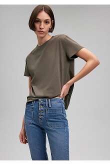 Mavi Yuvarlak Yaka Kadın Tişört 1600955-71553 - Mavi (1)