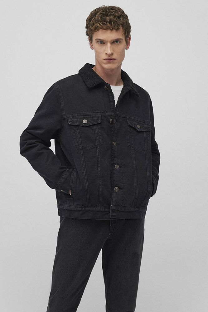 Mavi Zander Classic Denim Antrasit Suni Kürklü Jean Ceket 0111214-89117 - 2