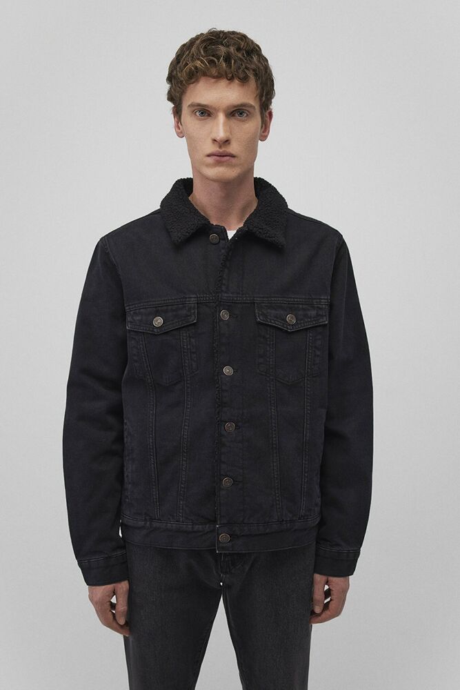 Mavi Zander Classic Denim Antrasit Suni Kürklü Jean Ceket 0111214-89117 - 4
