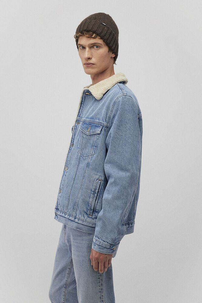 Mavi Zander Classic Denim Suni Kürklü Açık Mavi Jean Ceket 0111214-88554 - 1