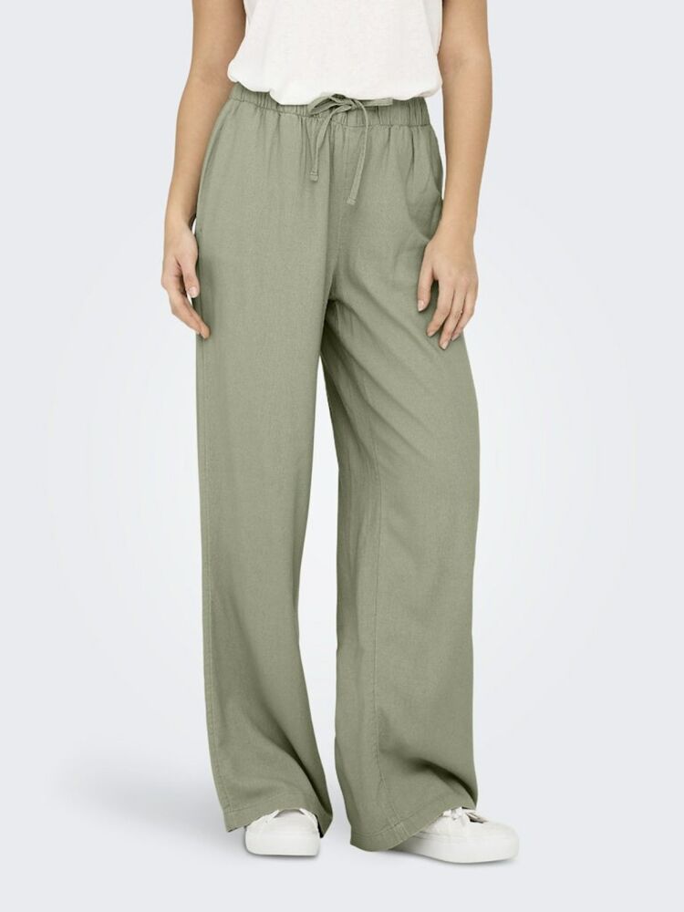 Only Caro Loose Fit Keten Viscos Kadın Pantolon 15291807 - 3