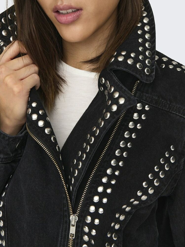 Only Gılla Ls Stud Benim Bıker Kadın Ceket 15300529 - 5