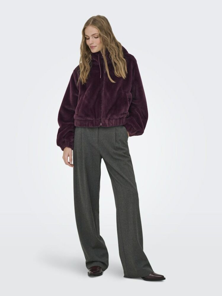 Only Jdy Yola Faux Fur Hood Kadın Ceket 15359329 - 4